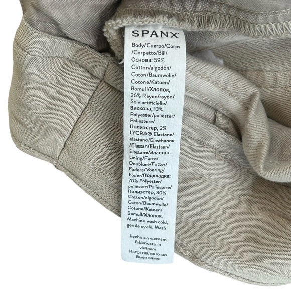 Spanx Twill Wide Leg Cropped Pants SMALL Tan Khakis High Rise Shaping Academia - Picture 12 of 14